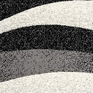 HomeRoots 10' Elegant Black Gray White Marble Effect Power Loom Runner Rug for Stylish Hallways & Spaces 3' x 20' 394051