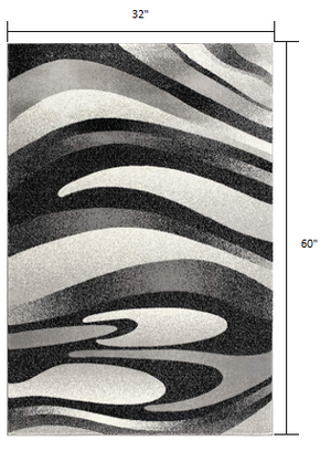 Homeroots 3' X 5' Gray Abstract Power Loom Area Rug  Polypropylene 394052