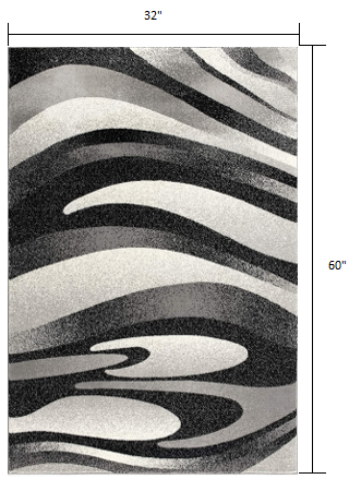 Homeroots 3' X 5' Gray Abstract Power Loom Area Rug  Polypropylene 394052