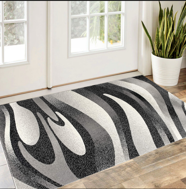 Homeroots 3' X 5' Gray Abstract Power Loom Area Rug  Polypropylene 394052