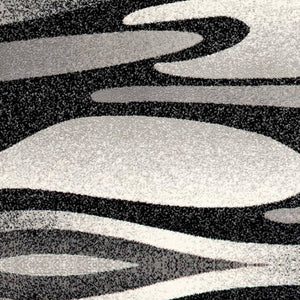 HomeRoots 10' Elegant Black Gray White Marble Effect Power Loom Runner Rug for Stylish Hallways & Spaces 3' x 8' 394054
