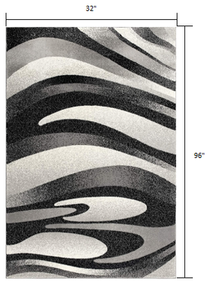 Homeroots 8' Gray Abstract Power Loom Runner Rug  Polypropylene 394054