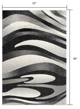 Homeroots 8' Gray Abstract Power Loom Runner Rug  Polypropylene 394054