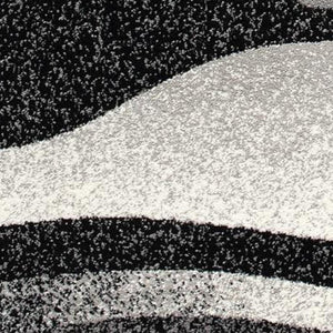 HomeRoots 10' Elegant Black Gray White Marble Effect Power Loom Runner Rug for Stylish Hallways & Spaces 4' X 6' 394055
