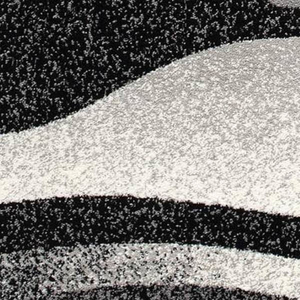 HomeRoots 10' Elegant Black Gray White Marble Effect Power Loom Runner Rug for Stylish Hallways & Spaces 4' X 6' 394055