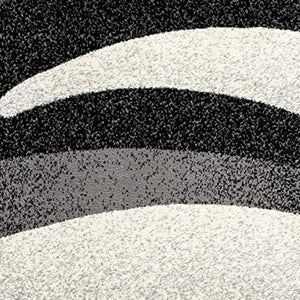 HomeRoots 10' Elegant Black Gray White Marble Effect Power Loom Runner Rug for Stylish Hallways & Spaces 5' X 7' 394056