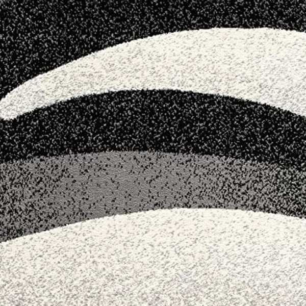 HomeRoots 10' Elegant Black Gray White Marble Effect Power Loom Runner Rug for Stylish Hallways & Spaces 5' X 7' 394056