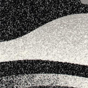 HomeRoots 10' Elegant Black Gray White Marble Effect Power Loom Runner Rug for Stylish Hallways & Spaces 5' X 7' 394056
