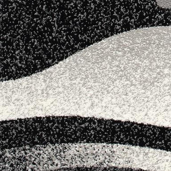 HomeRoots 10' Elegant Black Gray White Marble Effect Power Loom Runner Rug for Stylish Hallways & Spaces 5' X 7' 394056