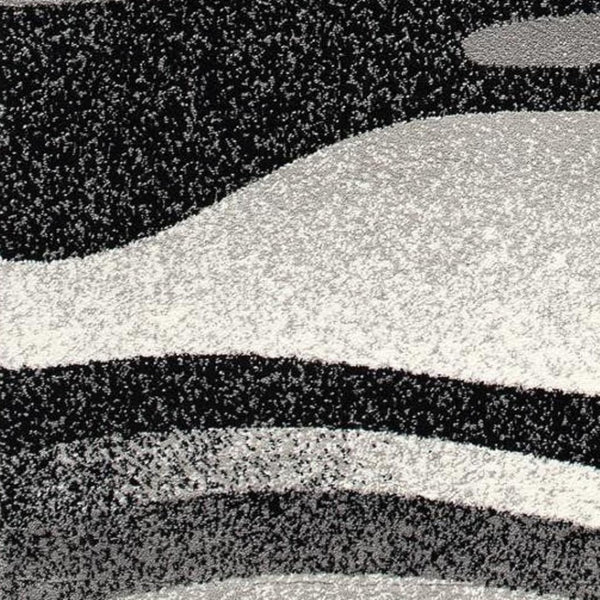 HomeRoots 10' Elegant Black Gray White Marble Effect Power Loom Runner Rug for Stylish Hallways & Spaces 5' X 7' 394056