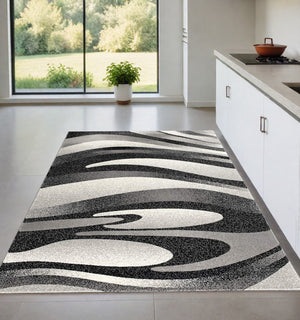 Homeroots 5' X 7' Gray Abstract Dhurrie Area Rug  Polypropylene 394056