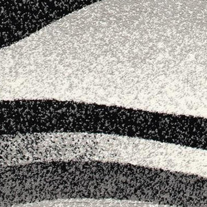 HomeRoots 10' Elegant Black Gray White Marble Effect Power Loom Runner Rug for Stylish Hallways & Spaces 6' X 9' 394057