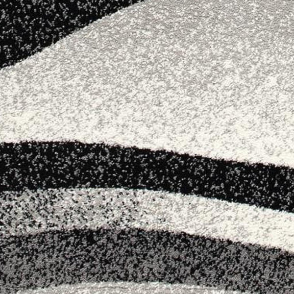 HomeRoots 10' Elegant Black Gray White Marble Effect Power Loom Runner Rug for Stylish Hallways & Spaces 6' X 9' 394057