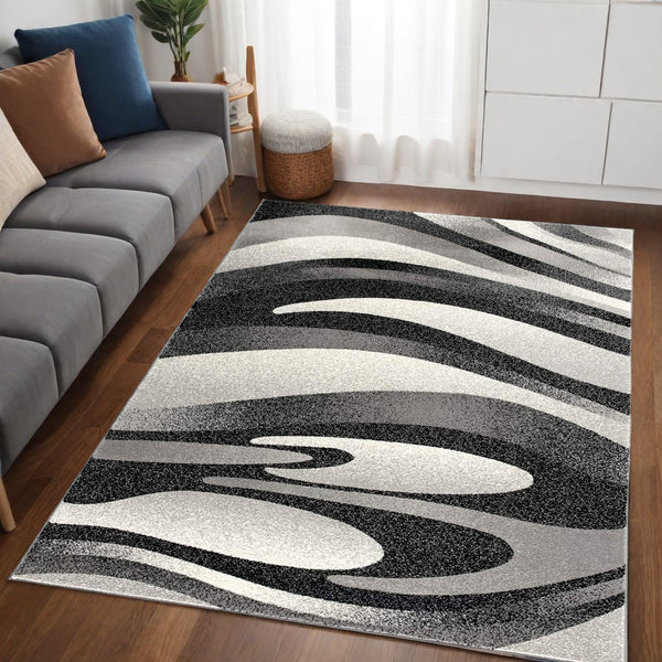 Homeroots 6' X 9' Gray Abstract Dhurrie Area Rug  Polypropylene 394057