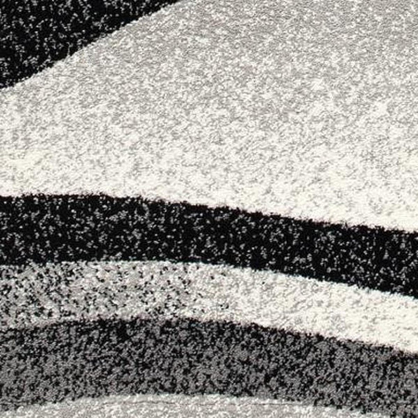 HomeRoots 10' Elegant Black Gray White Marble Effect Power Loom Runner Rug for Stylish Hallways & Spaces 8' X 10' 394058