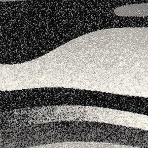 HomeRoots 10' Elegant Black Gray White Marble Effect Power Loom Runner Rug for Stylish Hallways & Spaces 8' X 10' 394058