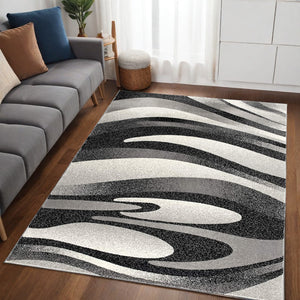 Homeroots 8' X 10' Gray Abstract Dhurrie Area Rug  Polypropylene 394058