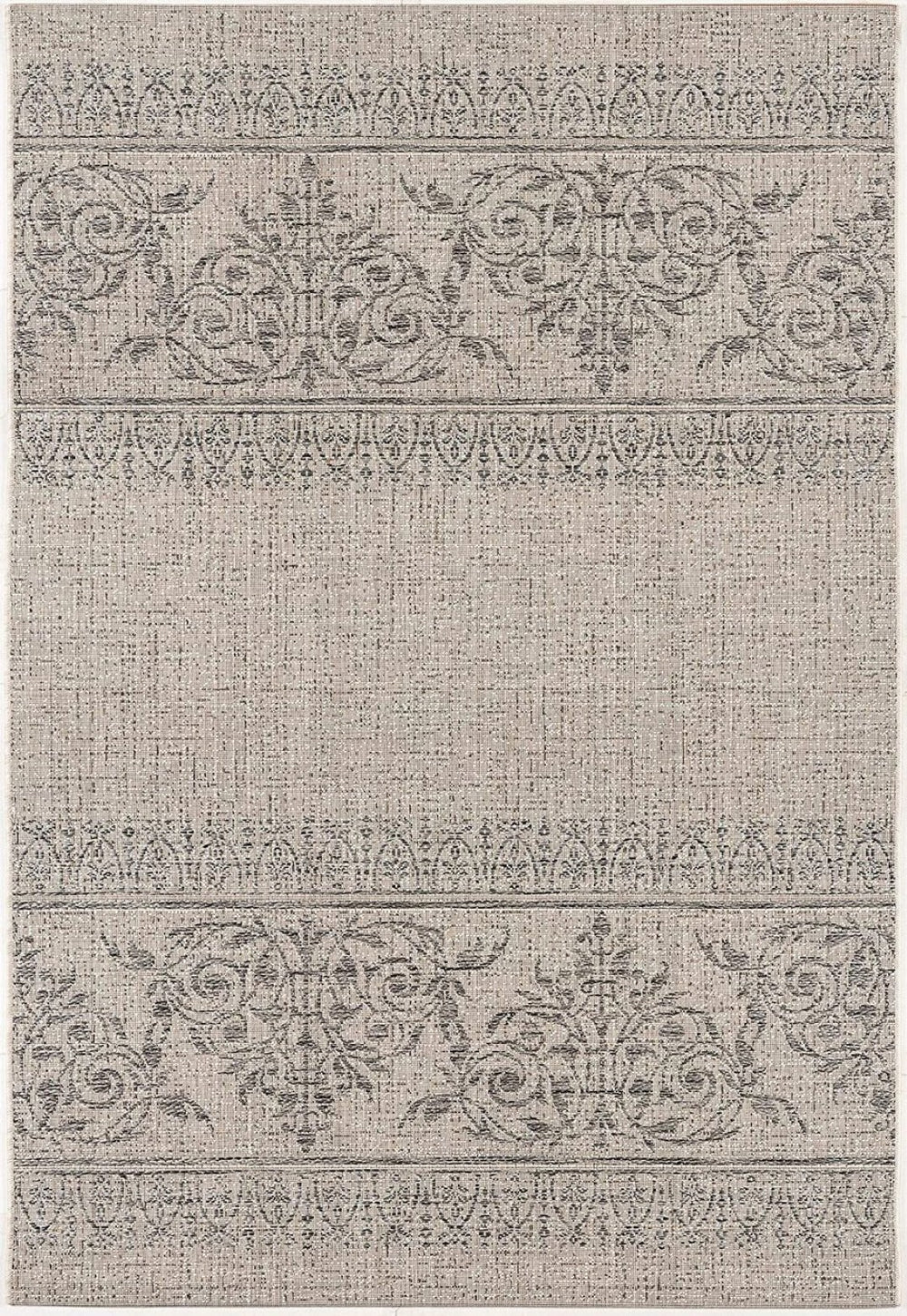 HomeRoots 5' Ikat Area Rug in Ivory and Gray – Modern Non-Skid Design for Elegant Living Spaces and Durability 5' x 8' 394060