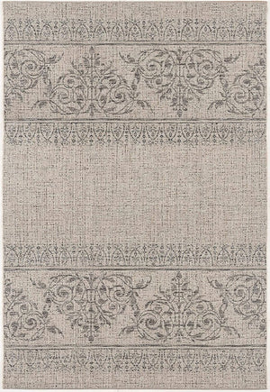 HomeRoots 5' Ikat Area Rug in Ivory and Gray – Modern Non-Skid Design for Elegant Living Spaces and Durability 5' x 8' 394060