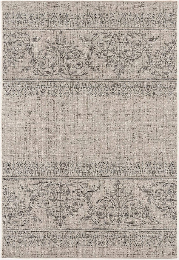 HomeRoots 5' Ikat Area Rug in Ivory and Gray – Modern Non-Skid Design for Elegant Living Spaces and Durability 5' x 8' 394060