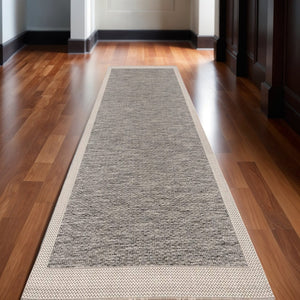 HomeRoots 10' Beige and Gray Abstract Runner Rug - Modern Style for Hallways, Kitchens, and Entryways 10' Runner Rectangle 394062