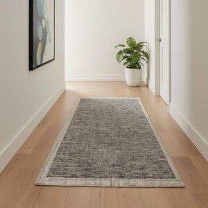 HomeRoots 10' Beige and Gray Abstract Runner Rug - Modern Style for Hallways, Kitchens, and Entryways 3' x 15' 394065
