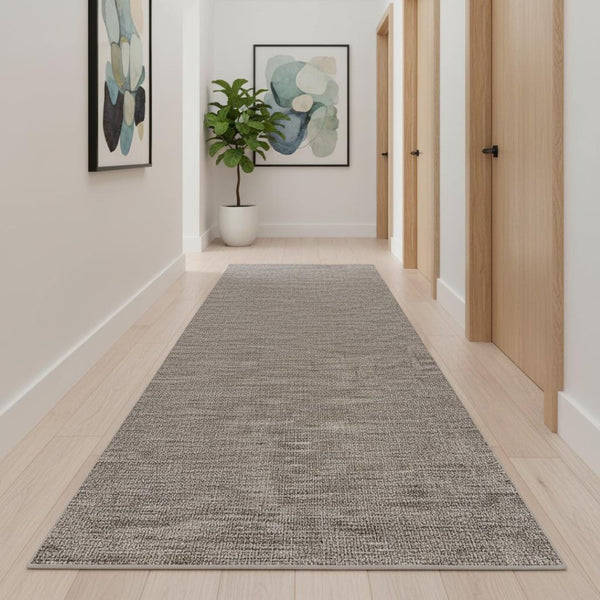 HomeRoots 10' Beige and Gray Abstract Runner Rug - Modern Style for Hallways, Kitchens, and Entryways 3' x 20' 394066