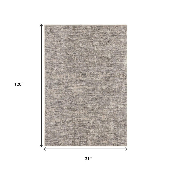HomeRoots 10' Ivory Abstract Power Loom Runner Rug - Modern, Durable Design for Hallways and Entryways, Easy Care 3' x 10' 394074