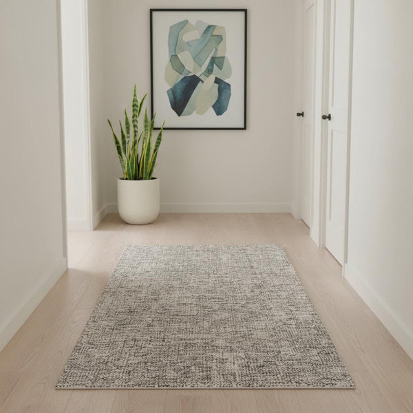 HomeRoots 10' Ivory Abstract Power Loom Runner Rug - Modern, Durable Design for Hallways and Entryways, Easy Care 3' x 10' 394074