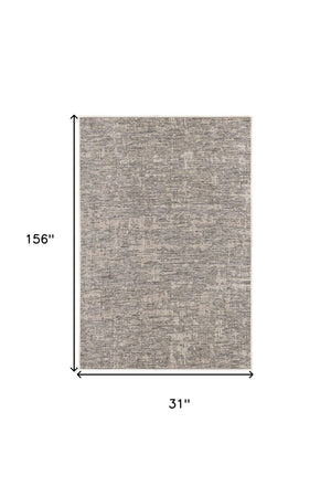 HomeRoots 10' Ivory Abstract Power Loom Runner Rug - Modern, Durable Design for Hallways and Entryways, Easy Care 3' x 13' 394076
