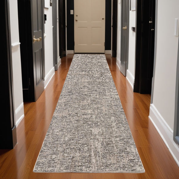 HomeRoots 10' Ivory Abstract Power Loom Runner Rug - Modern, Durable Design for Hallways and Entryways, Easy Care 3' x 13' 394076