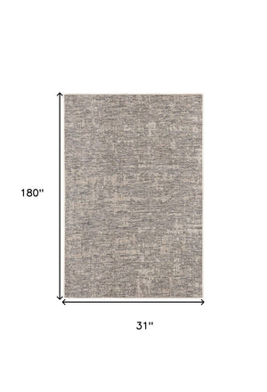 HomeRoots 10' Ivory Abstract Power Loom Runner Rug - Modern, Durable Design for Hallways and Entryways, Easy Care 3' x 15' 394077