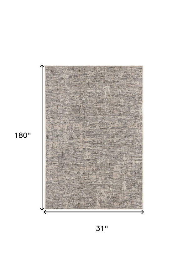 HomeRoots 10' Ivory Abstract Power Loom Runner Rug - Modern, Durable Design for Hallways and Entryways, Easy Care 3' x 15' 394077