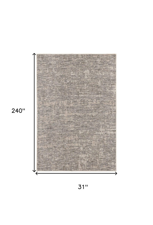 HomeRoots 10' Ivory Abstract Power Loom Runner Rug - Modern, Durable Design for Hallways and Entryways, Easy Care 3' x 20' 394078