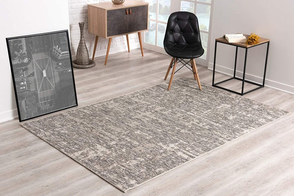HomeRoots 10' Ivory Abstract Power Loom Runner Rug - Modern, Durable Design for Hallways and Entryways, Easy Care 5' x 8' 394082