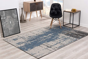 HomeRoots 5' Abstract Blue and Gray Area Rug - Modern Design for Living Rooms, Bedrooms, or Home Offices 5' X 7' 394092