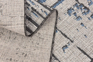 HomeRoots 5' Abstract Blue and Gray Area Rug - Modern Design for Living Rooms, Bedrooms, or Home Offices 5' X 7' 394092