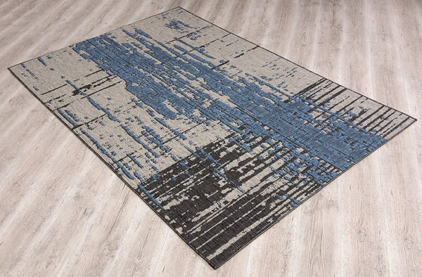 HomeRoots 5' Abstract Blue and Gray Area Rug - Modern Design for Living Rooms, Bedrooms, or Home Offices 5' X 7' 394092