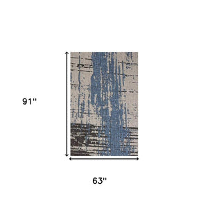 HomeRoots 5' Abstract Blue and Gray Area Rug - Modern Design for Living Rooms, Bedrooms, or Home Offices 5' X 7' 394092