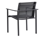 Lexington Tommy Bahama Outdoor 3940-13 Stylish Arm Dining Chair - Contemporary Dark Graphite Aluminum & Teak, Weather-resistant Design Obsidian  3940-13