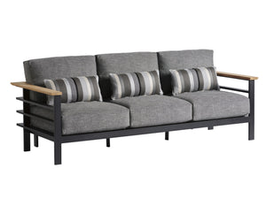 Lexington Tommy Bahama Outdoor 3940-33-40 South Beach Sofa - Contemporary Design In Dark Graphite Aluminum With Teak Accents   3940-33-40