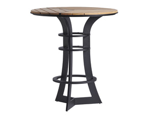 Lexington Tommy Bahama Outdoor 3940-873 High/Low Bistro Table - Stylish Dark Graphite Aluminum With Sustainable Teak For Modern Spaces Obsidian  3940-873