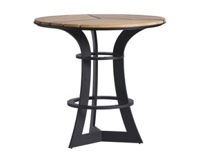 Lexington Tommy Bahama Outdoor 3940-873 High/Low Bistro Table - Stylish Dark Graphite Aluminum With Sustainable Teak For Modern Spaces Obsidian  3940-873