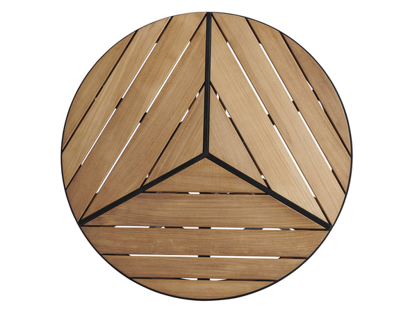 Lexington Tommy Bahama Outdoor 3940-873 High/Low Bistro Table - Stylish Dark Graphite Aluminum With Sustainable Teak For Modern Spaces Obsidian  3940-873