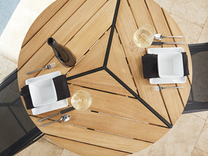 Lexington Tommy Bahama Outdoor 3940-873 High/Low Bistro Table - Stylish Dark Graphite Aluminum With Sustainable Teak For Modern Spaces Obsidian  3940-873