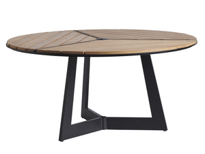 Lexington Tommy Bahama Outdoor 3940-875c Round Dining Table - Contemporary Teak & Graphite Aluminum Design For Elegant Outdoor Spaces Obsidian  3940-875c
