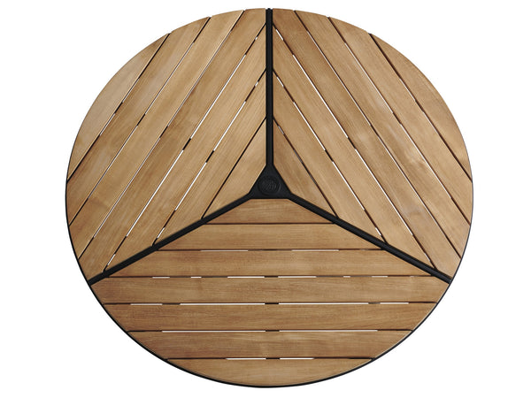 Lexington Tommy Bahama Outdoor 3940-875c Round Dining Table - Contemporary Teak & Graphite Aluminum Design For Elegant Outdoor Spaces Obsidian  3940-875c