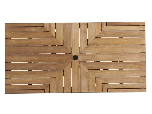 Lexington Tommy Bahama Outdoor 3940-876c Contemporary Rectangular Dining Table With Teak Top & Architectural Design For 8 Obsidian  3940-876c