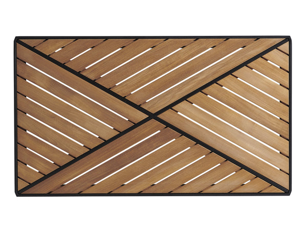 Lexington Tommy Bahama Outdoor 3940-943 South Beach Rectangular Cocktail Table - Contemporary Design With Teak And Graphite Finish Obsidian  3940-943