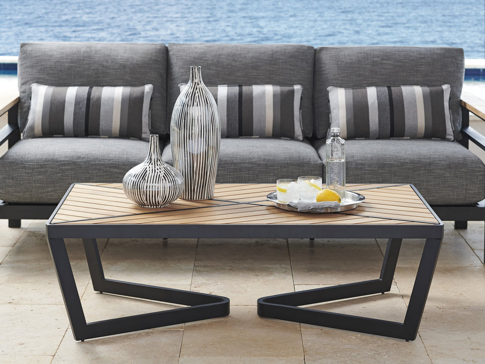 Lexington Tommy Bahama Outdoor 3940-943 South Beach Rectangular Cocktail Table - Contemporary Design With Teak And Graphite Finish Obsidian  3940-943